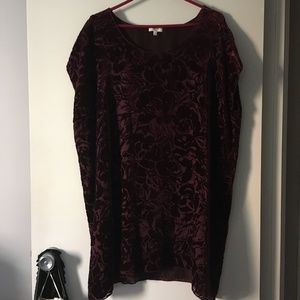 Gorgeous WILFRED Burgundy Silk Velvet Damask BOUCHETTE Sack Dress M